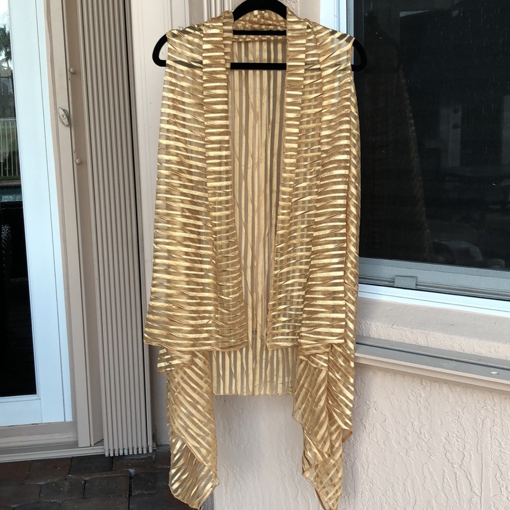 Gold Sleeveless Waterfall Cardigan ONE SIZE